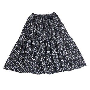 Vintage Enywear Enytime Skirt Womens OS Blue Ditsy Floral Cottage Boho Midi